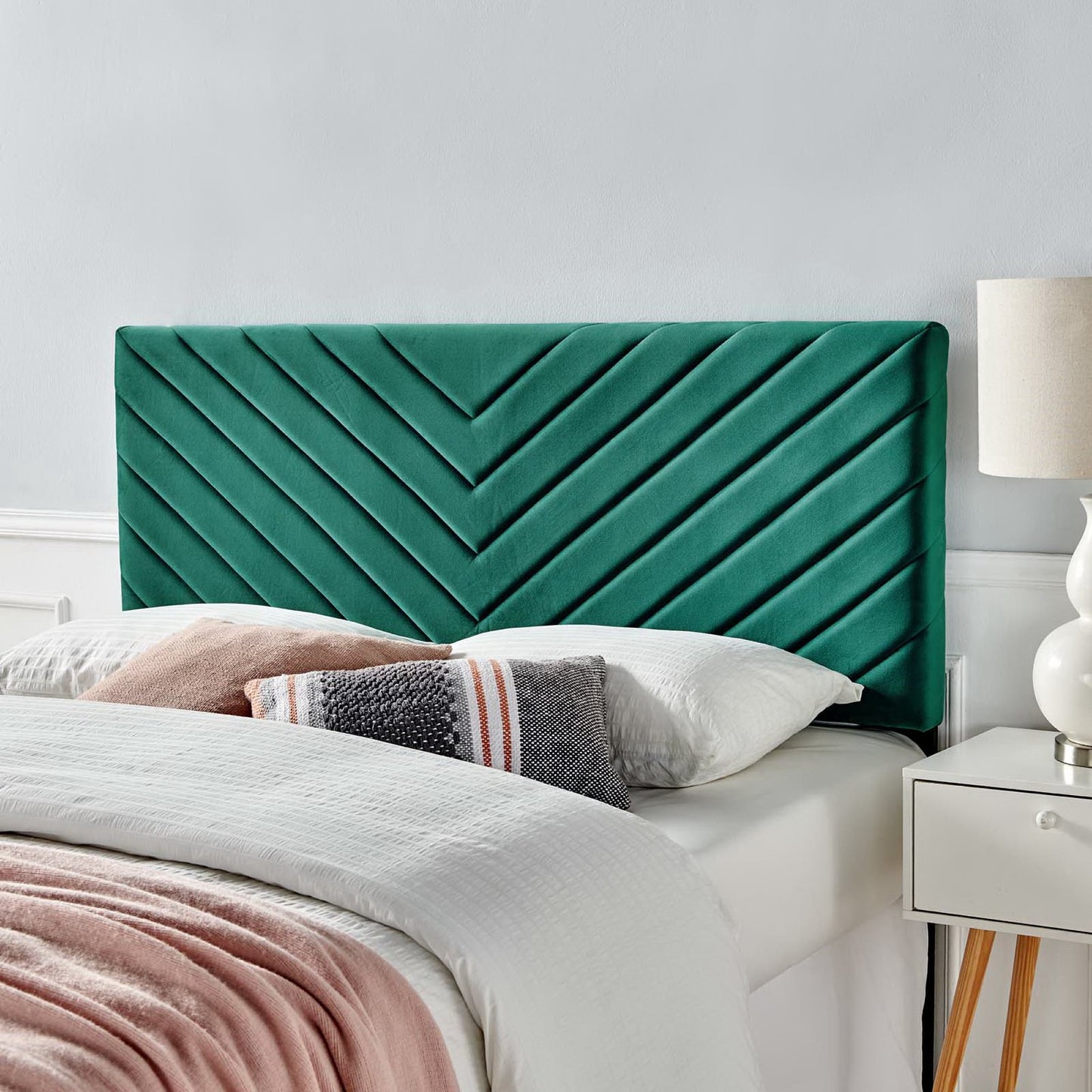 Alyson Angular Channel Tufted Performance Velvet Full / Queen Headboard by Modway MOD-6144-TEA
