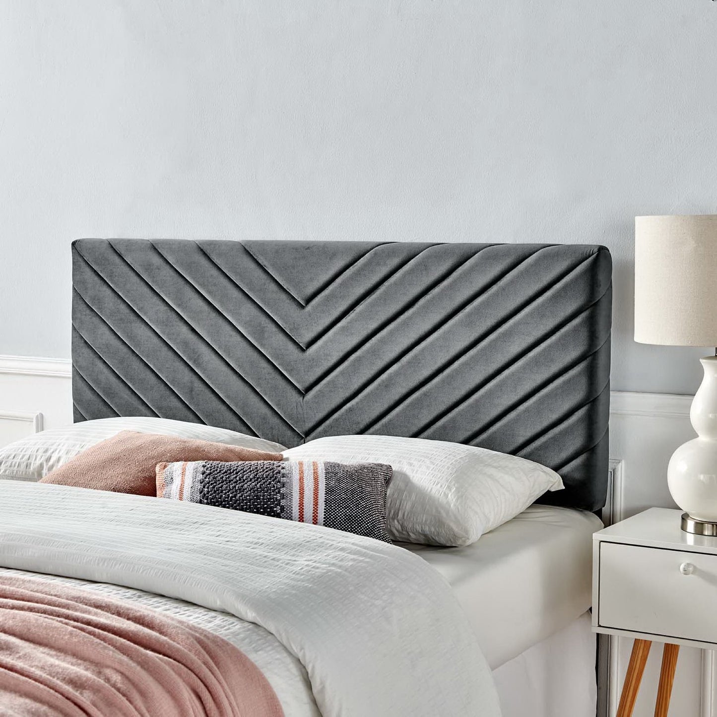 Alyson Angular Channel Tufted Performance Velvet King / California King Headboard by Modway