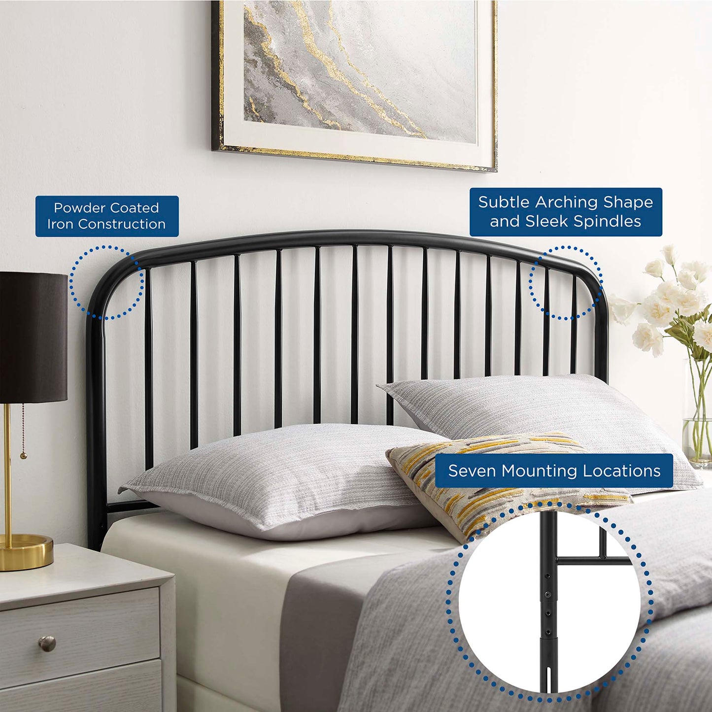 Nova Metal King Headboard by Modway Black