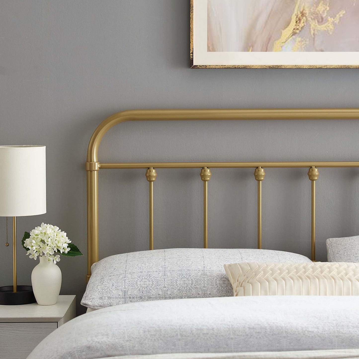 Sage Metal Twin Headboard by Modway Gold