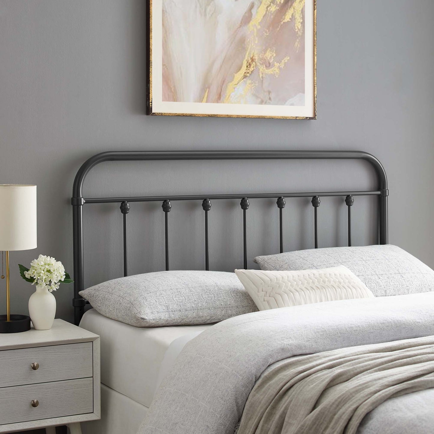 Sage Metal Twin Headboard by Modway Gray
