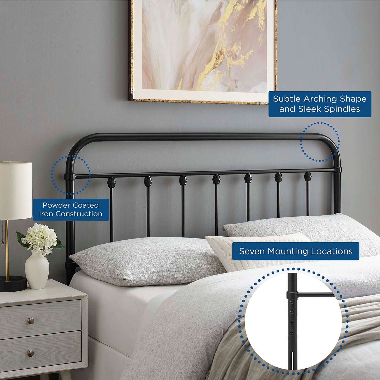 Sage Metal Full Headboard by Modway Black