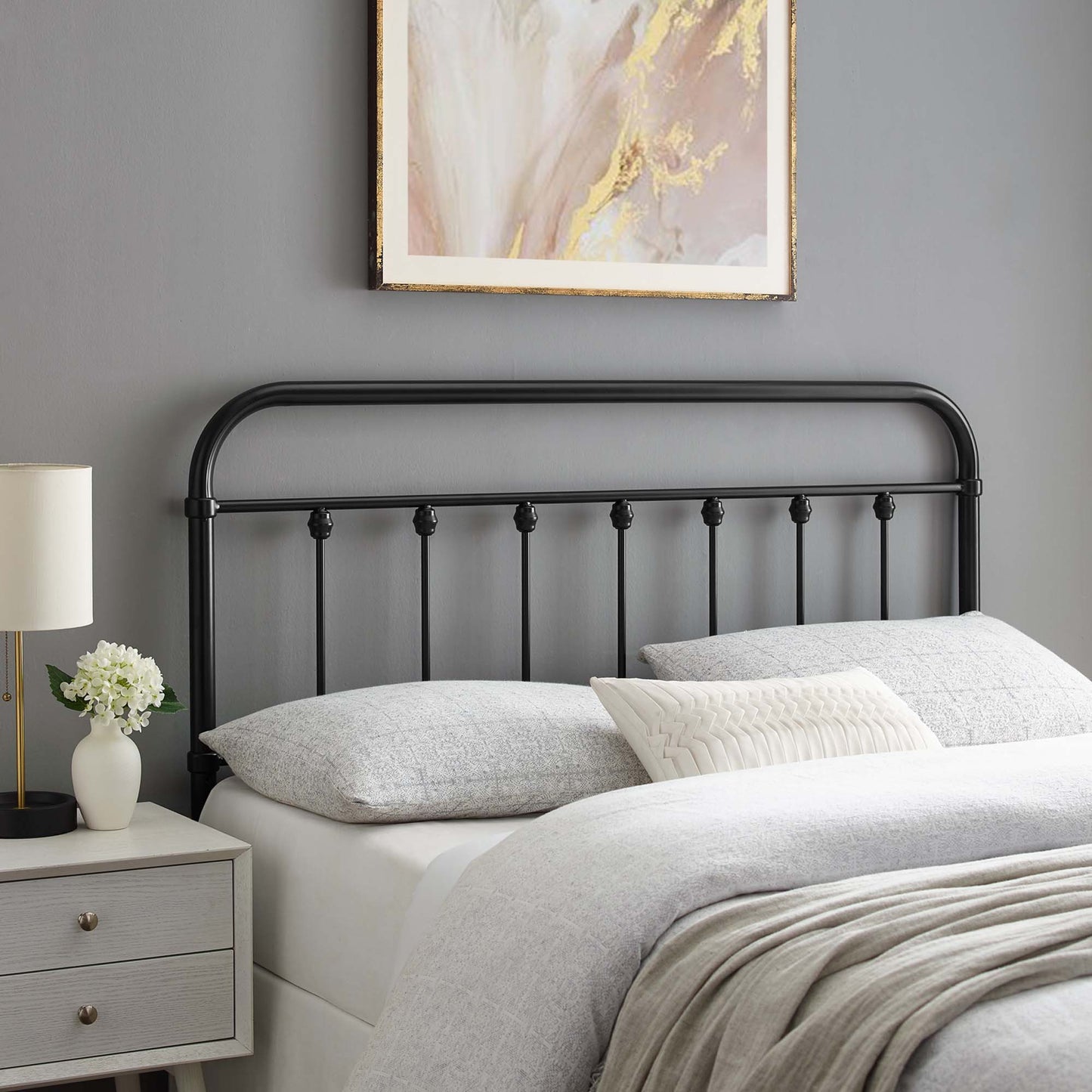 Sage Metal Full Headboard by Modway Black