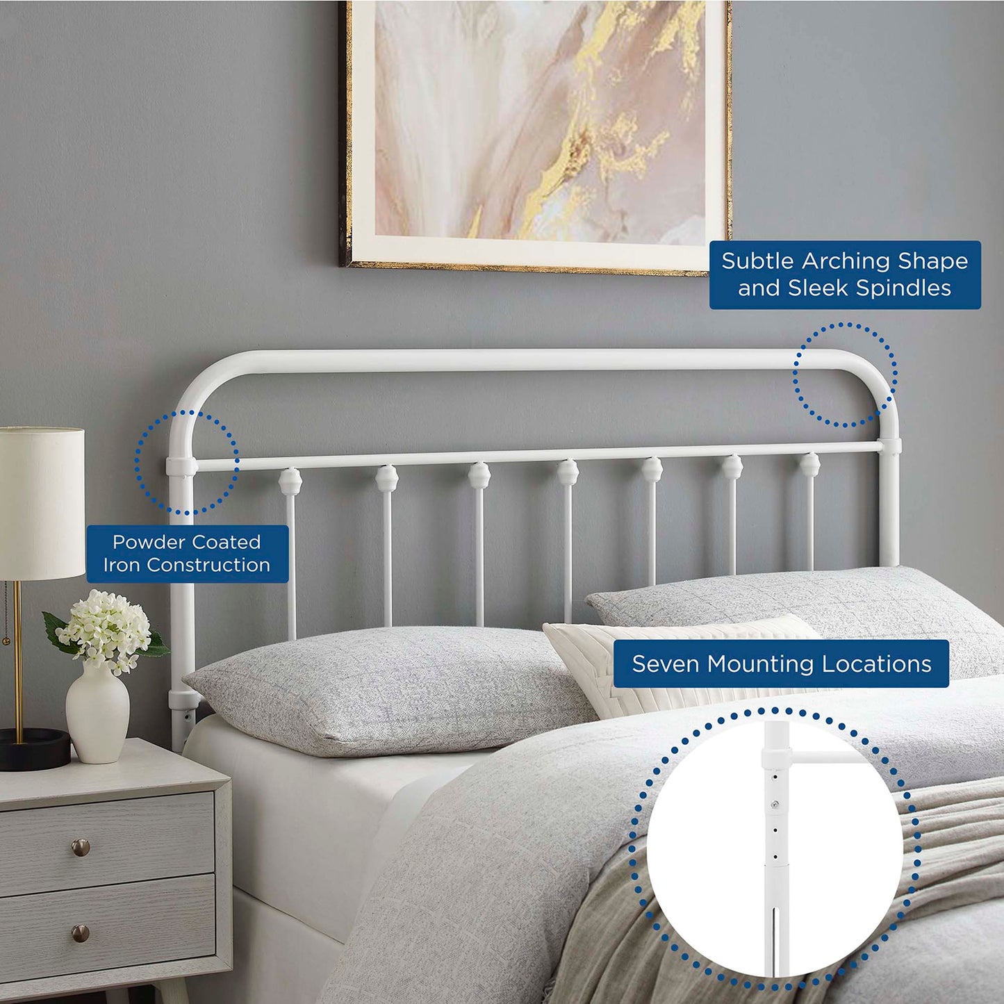 Sage Metal Queen Headboard by Modway White