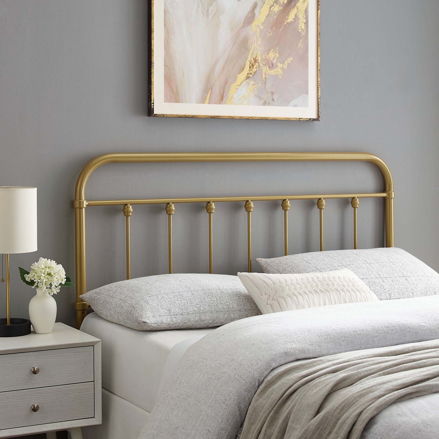 Sage Metal King Headboard by Modway Gold