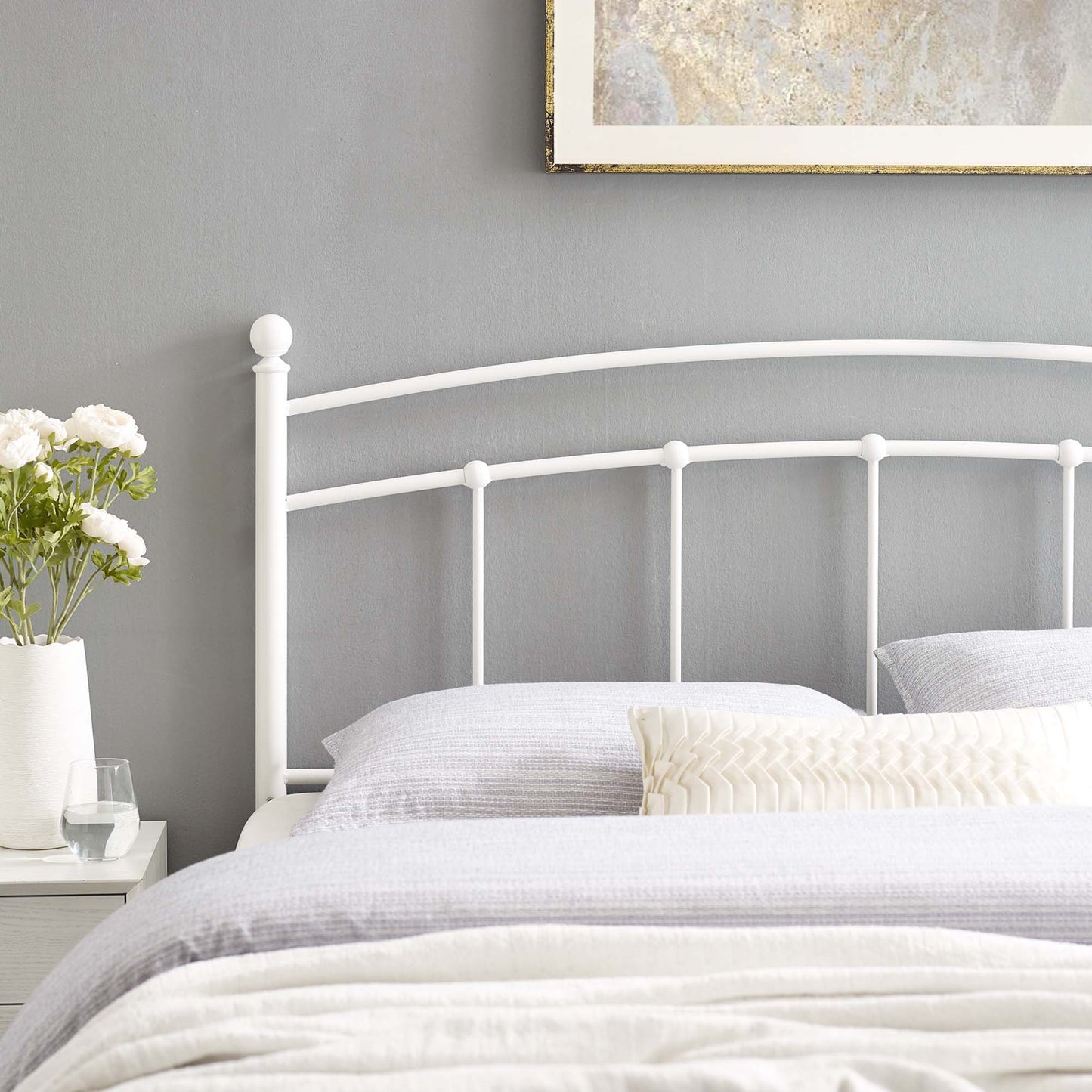 Abigail Metal Twin Headboard by Modway White