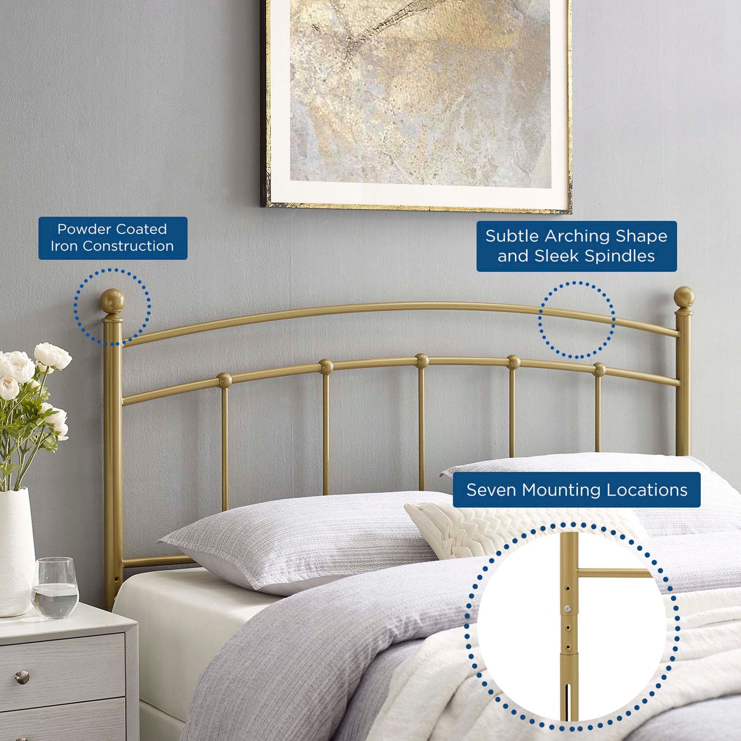 Abigail Metal Queen Headboard by Modway Gold MOD-6158-GLD