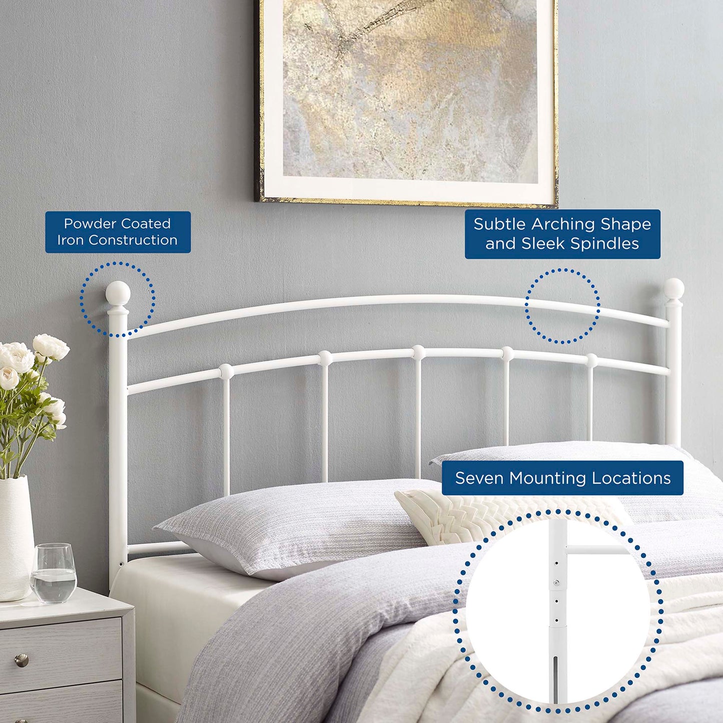 Abigail Metal Queen Headboard by Modway White