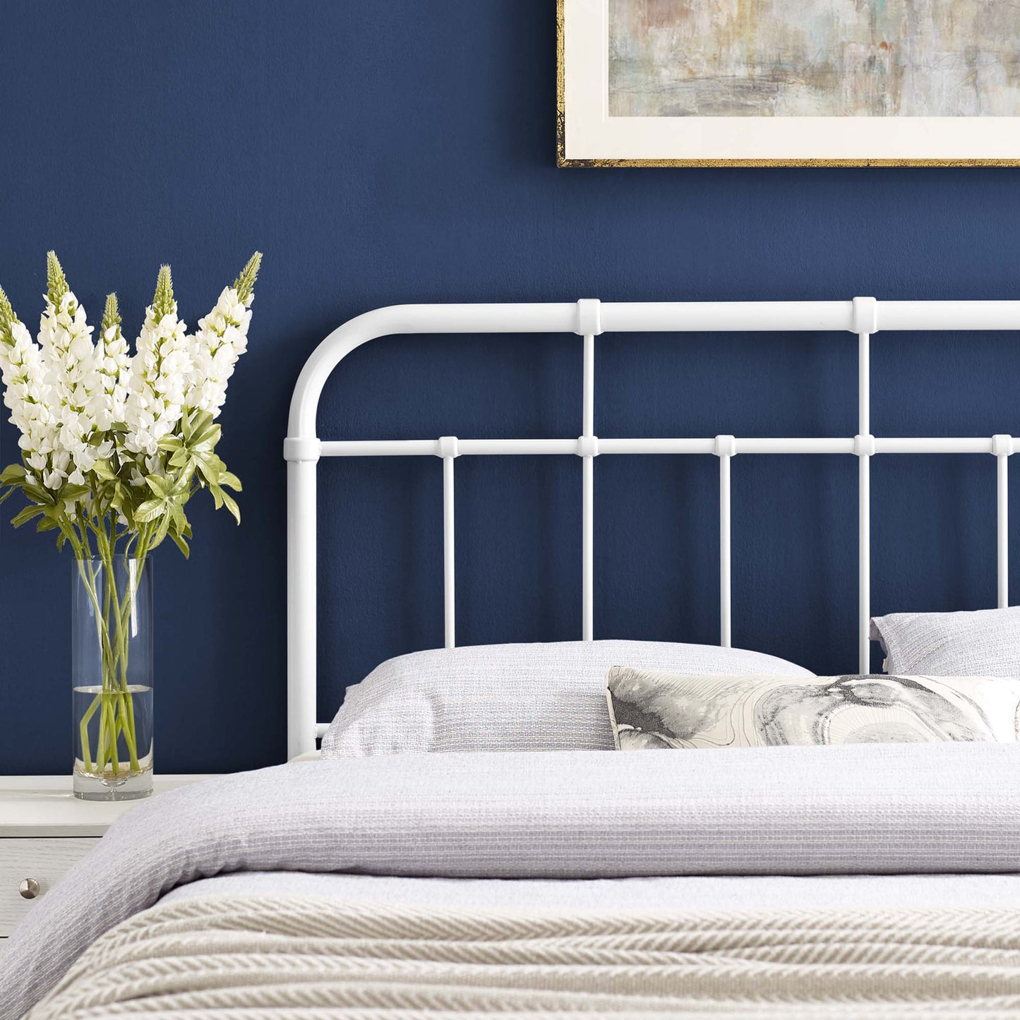Alessia Metal Queen Headboard by Modway White