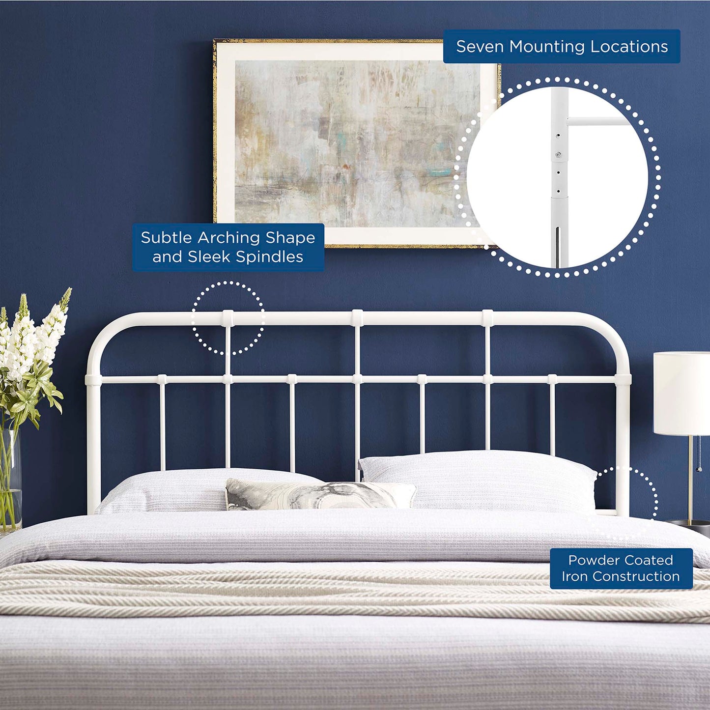 Alessia Metal Queen Headboard by Modway White