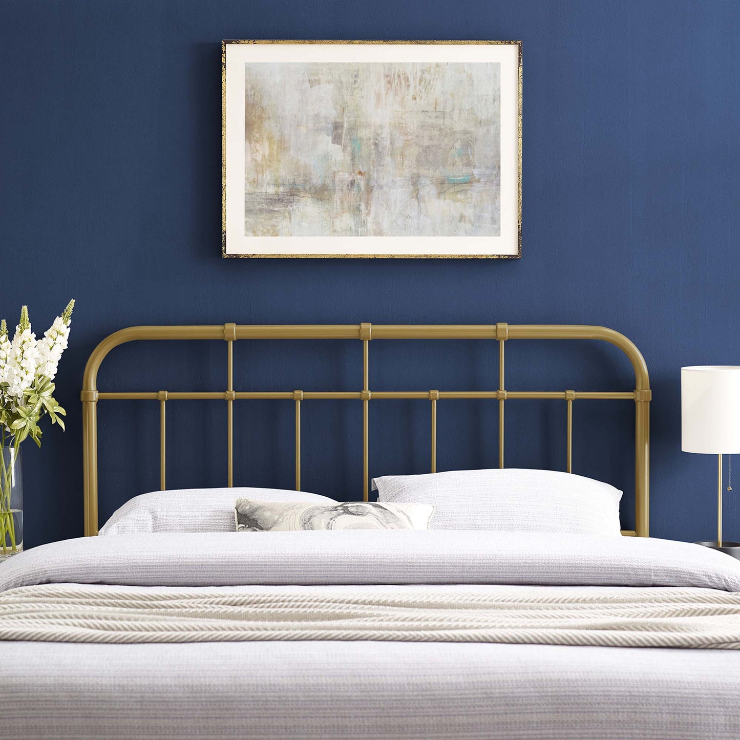 Alessia Metal King Headboard by Modway Gold