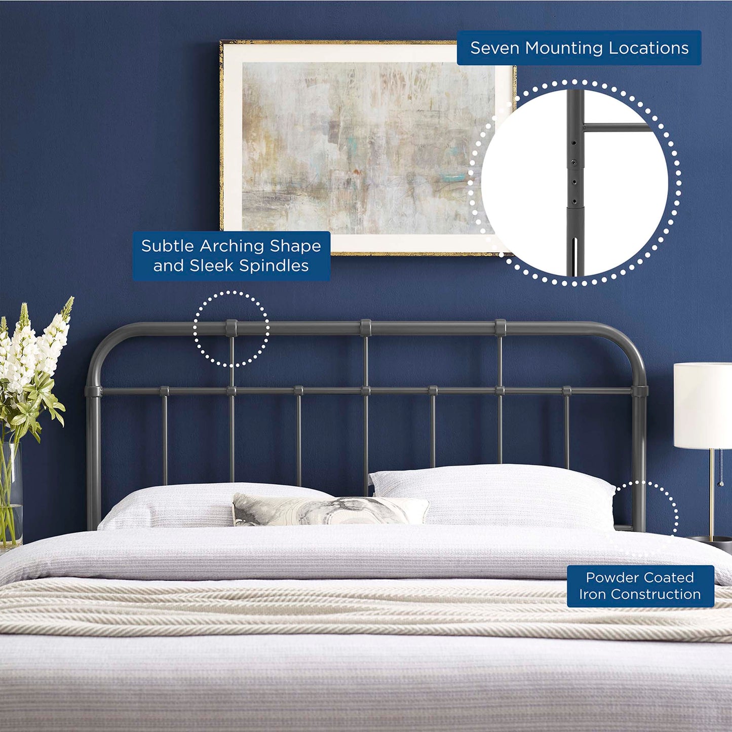 Alessia Metal King Headboard by Modway Gray MOD-6163-GRY
