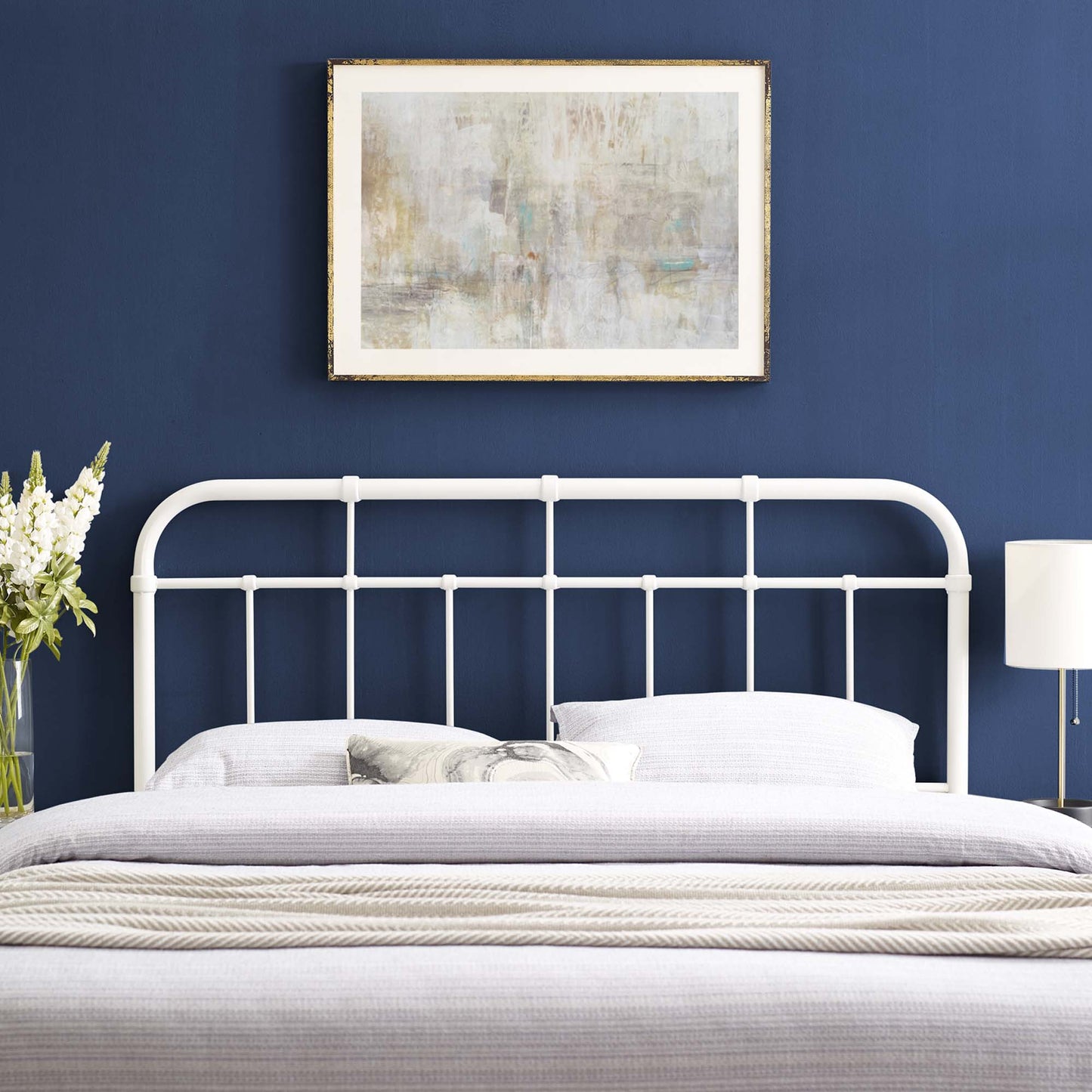 Alessia Metal King Headboard by Modway White