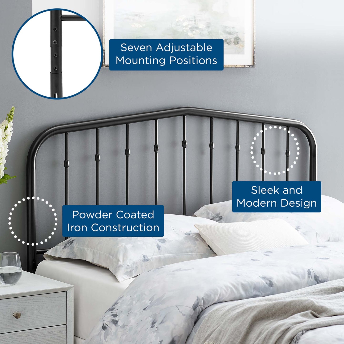 Lennon Metal Twin Headboard by Modway Black MOD-6164-BLK