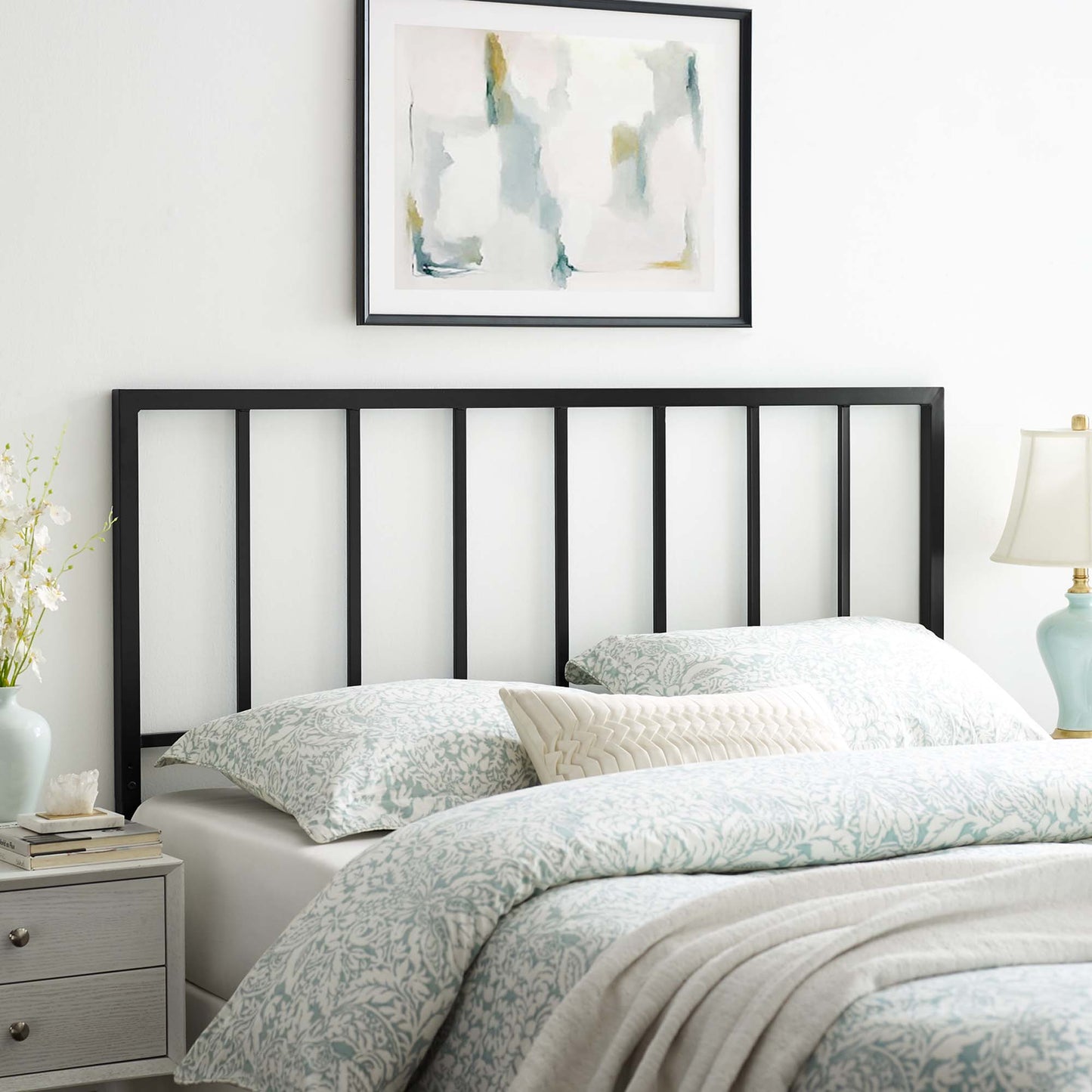 Tatum Metal Headboard by Modway in Black and Gold