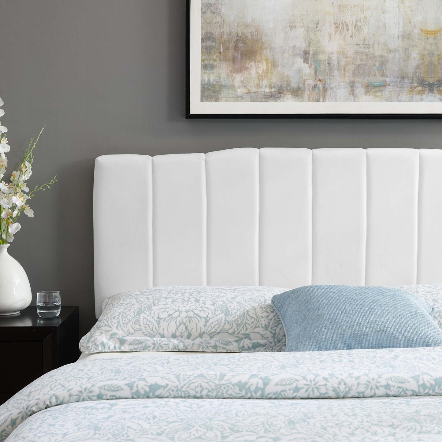 Camilla Channel Tufted Performance Velvet Full/Queen Headboard by Modway MOD-6182-WHI