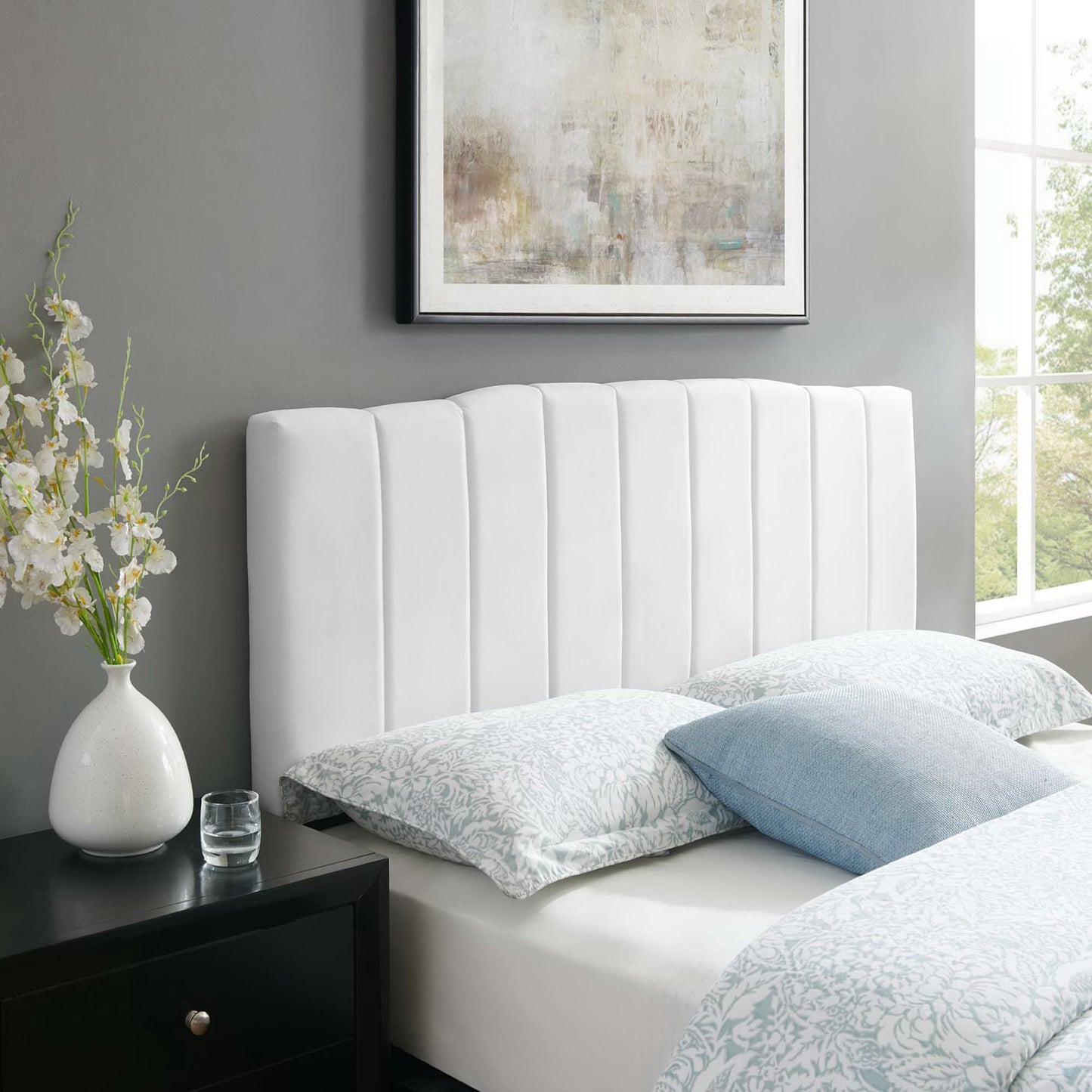 Camilla Channel Tufted Performance Velvet Full/Queen Headboard by Modway MOD-6182-WHI