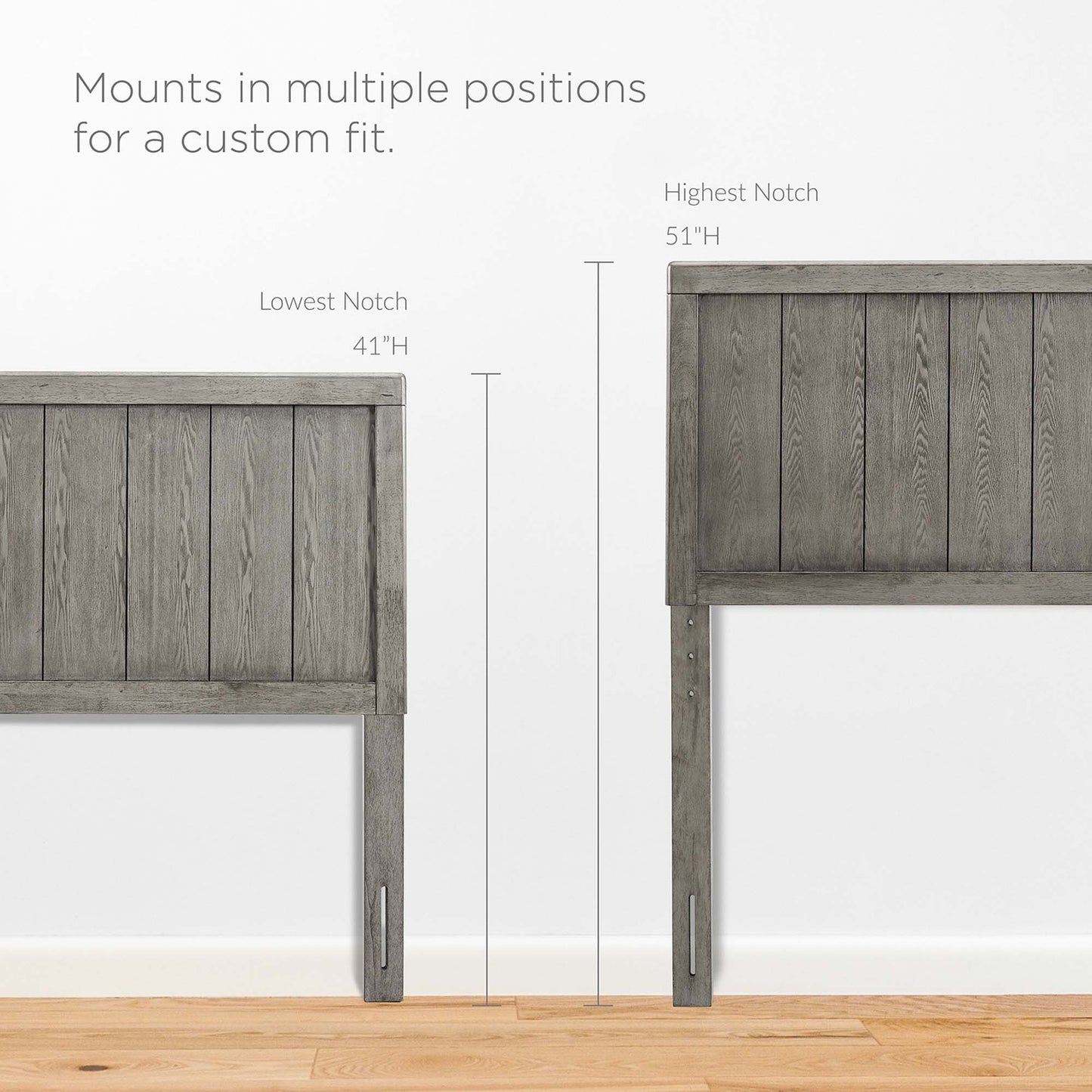 Robbie Wood Twin Headboard by Modway Gray