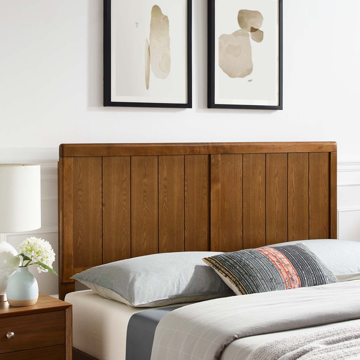 Robbie Wood Twin Headboard by Modway Walnut