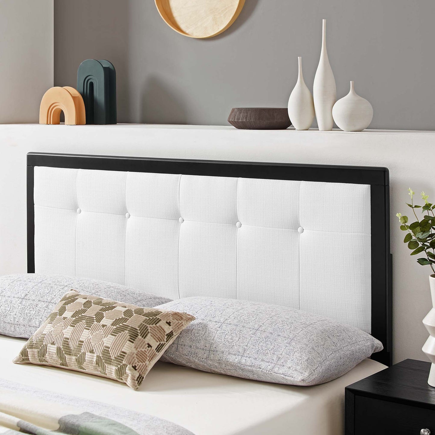 Draper Tufted Fabric and Wood Queen Headboard by Modway MOD-6226-BLK-WHI