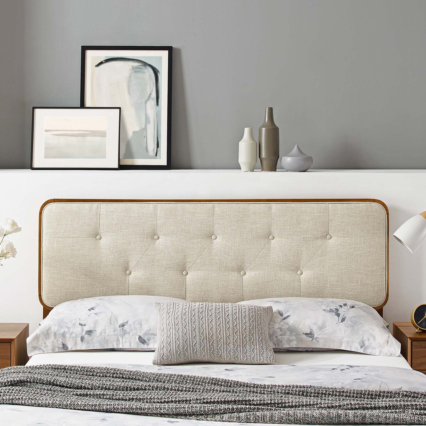 Collins Tufted Fabric and Wood Queen Headboard by Modway MOD-6234-WAL-BEI