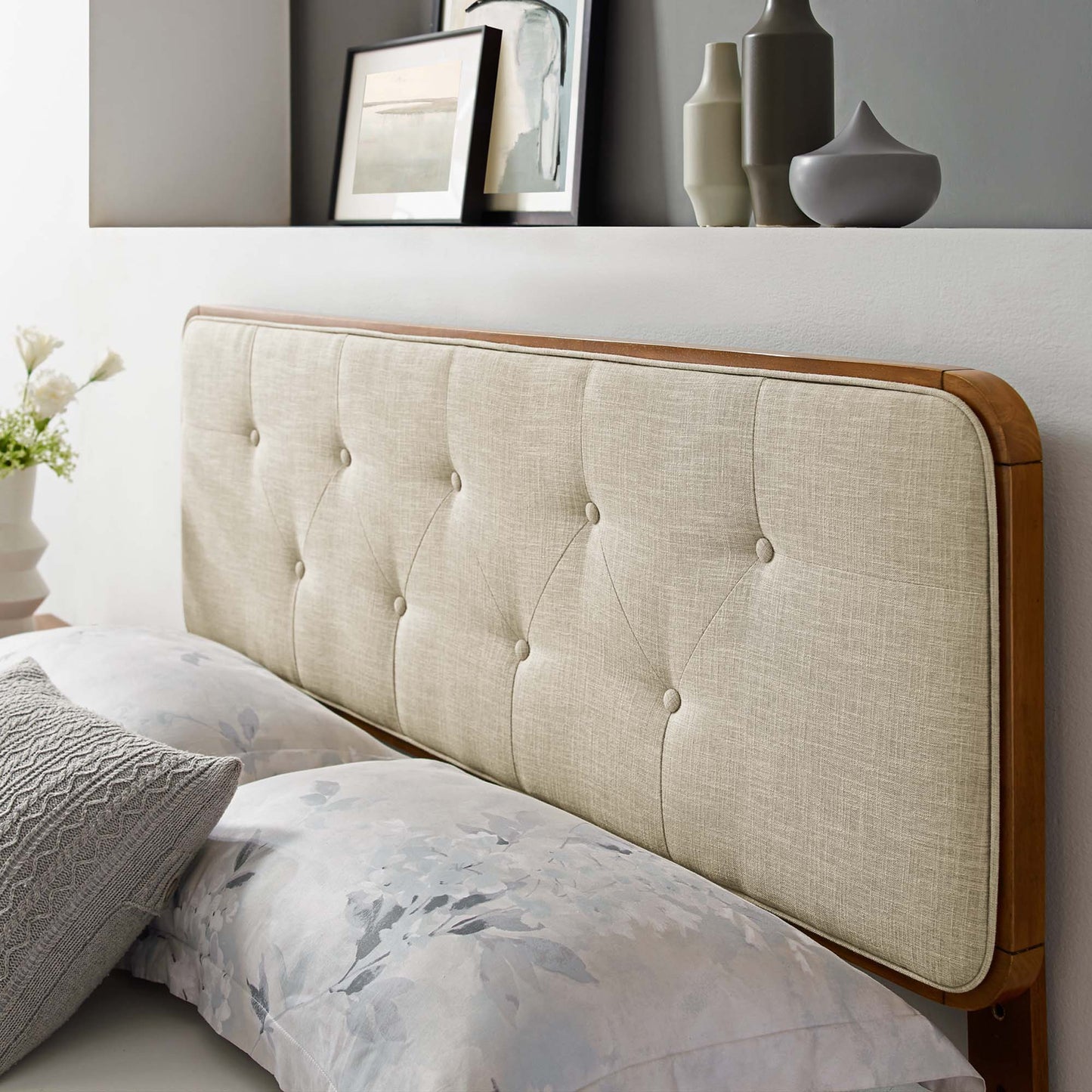 Collins Tufted Fabric and Wood Queen Headboard by Modway MOD-6234-WAL-BEI