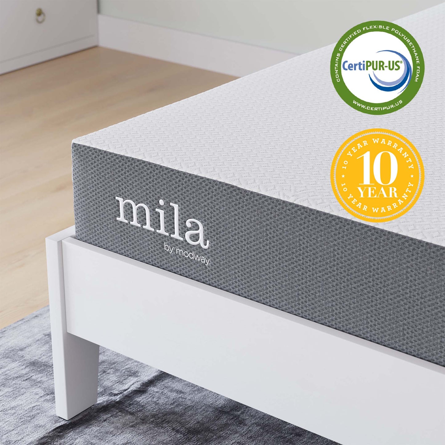 Mila 8" Full Mattress by Modway MOD-6257-WHI