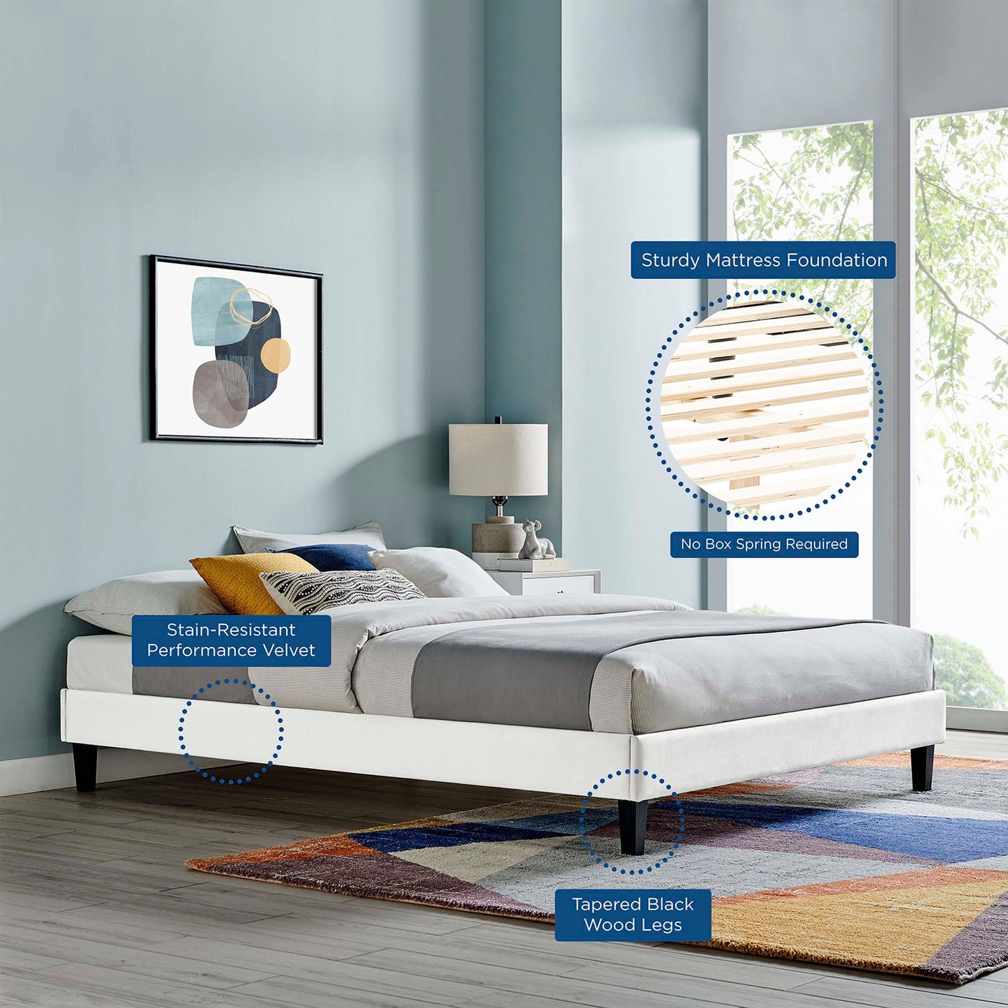 Reign Performance Velvet Twin Platform Bed Frame by Modway MOD-6264-WHI