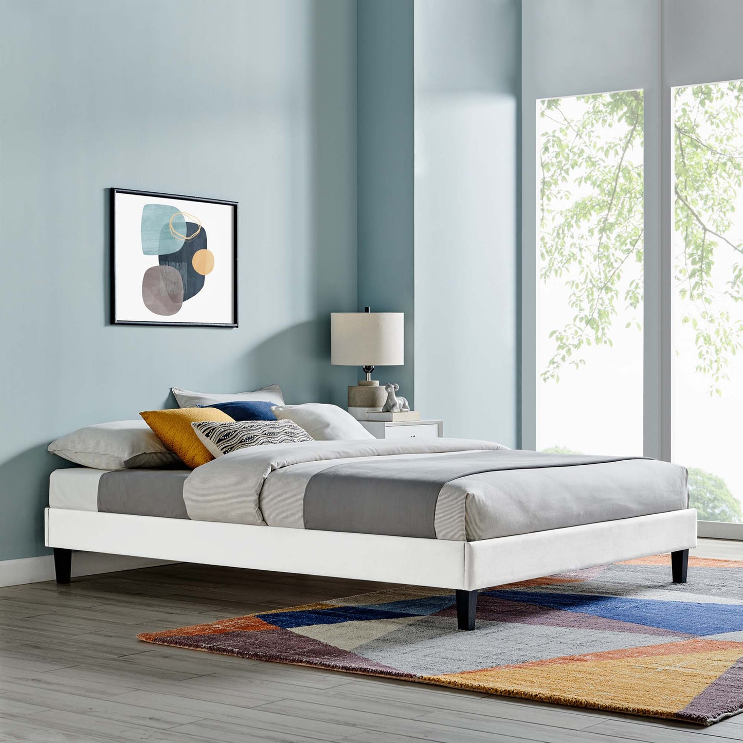 Reign Performance Velvet Twin Platform Bed Frame by Modway MOD-6264-WHI