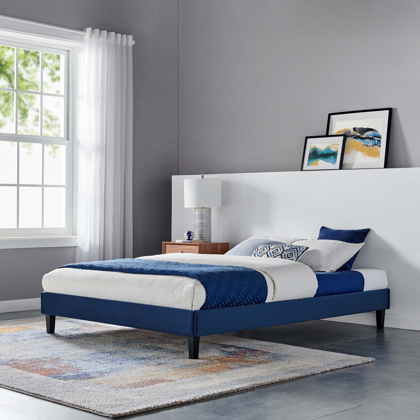 Reign Performance Velvet Full Platform Bed Frame by Modway MOD-6265-NAV