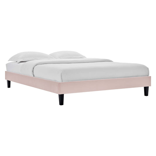 Reign Performance Velvet Queen Platform Bed Frame
