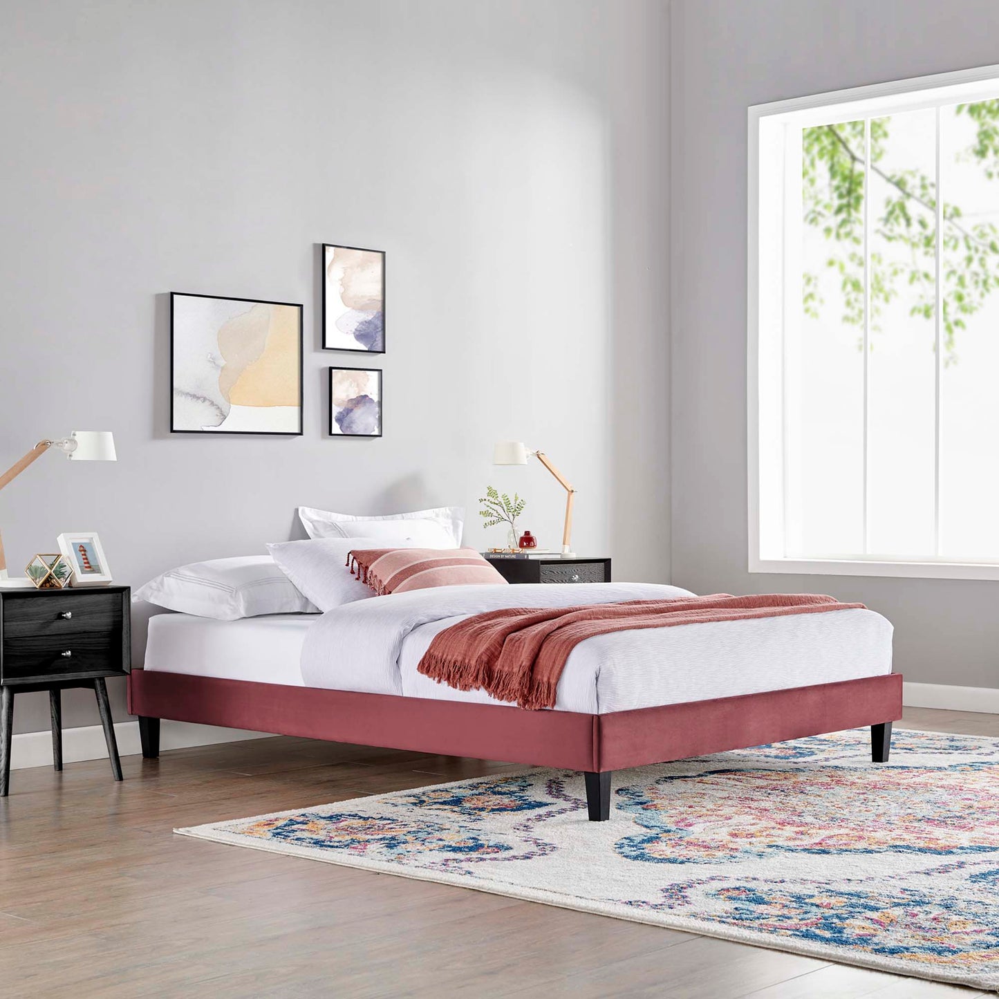 Reign Performance Velvet King Platform Bed Frame by Modway MOD-6267-DUS