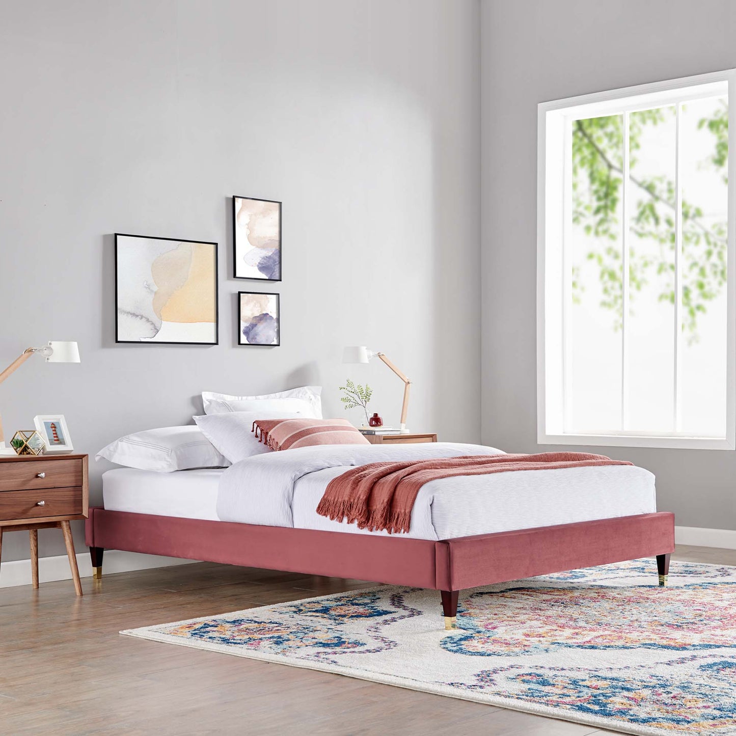 Harlow Performance Velvet King Platform Bed Frame by Modway