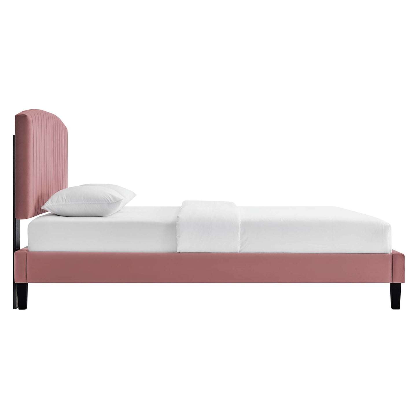 Alessi Tapered Wood Leg Performance Velvet Queen Platform Bed by Modway