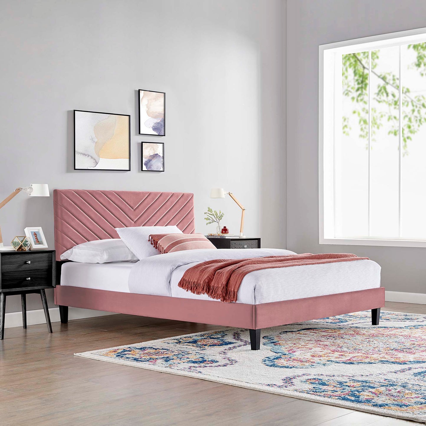 Roxanne Performance Velvet Queen Platform Bed by Modway MOD-6285-DUS