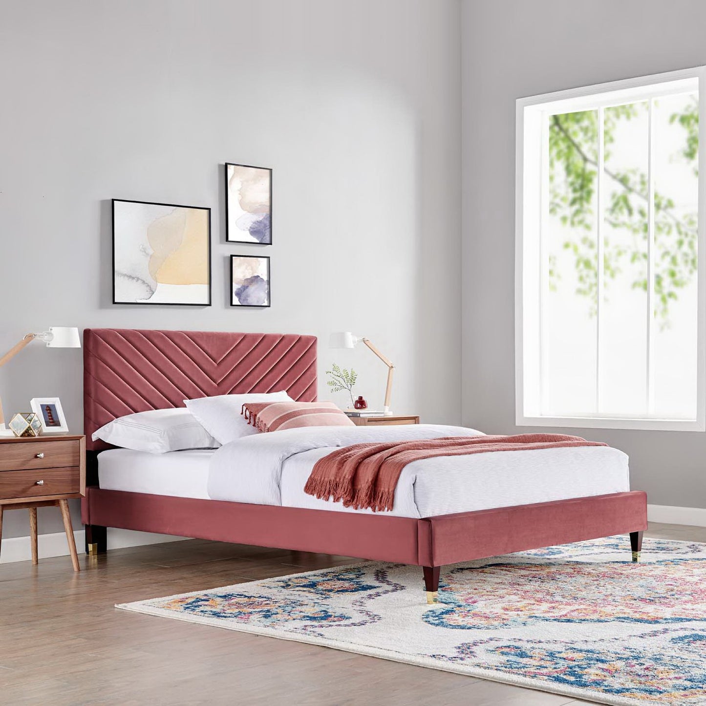 Roxanne Performance Velvet Queen Platform Bed by Modway MOD-6286-DUS