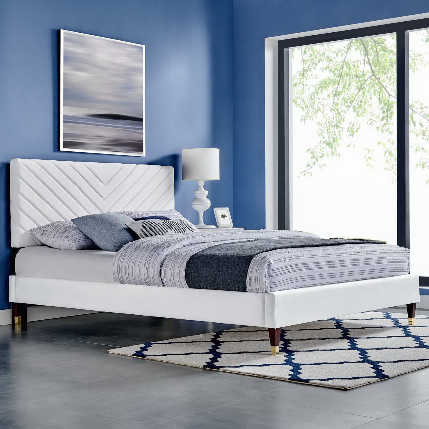 Roxanne Performance Velvet Queen Platform Bed by Modway MOD-6286-WHI