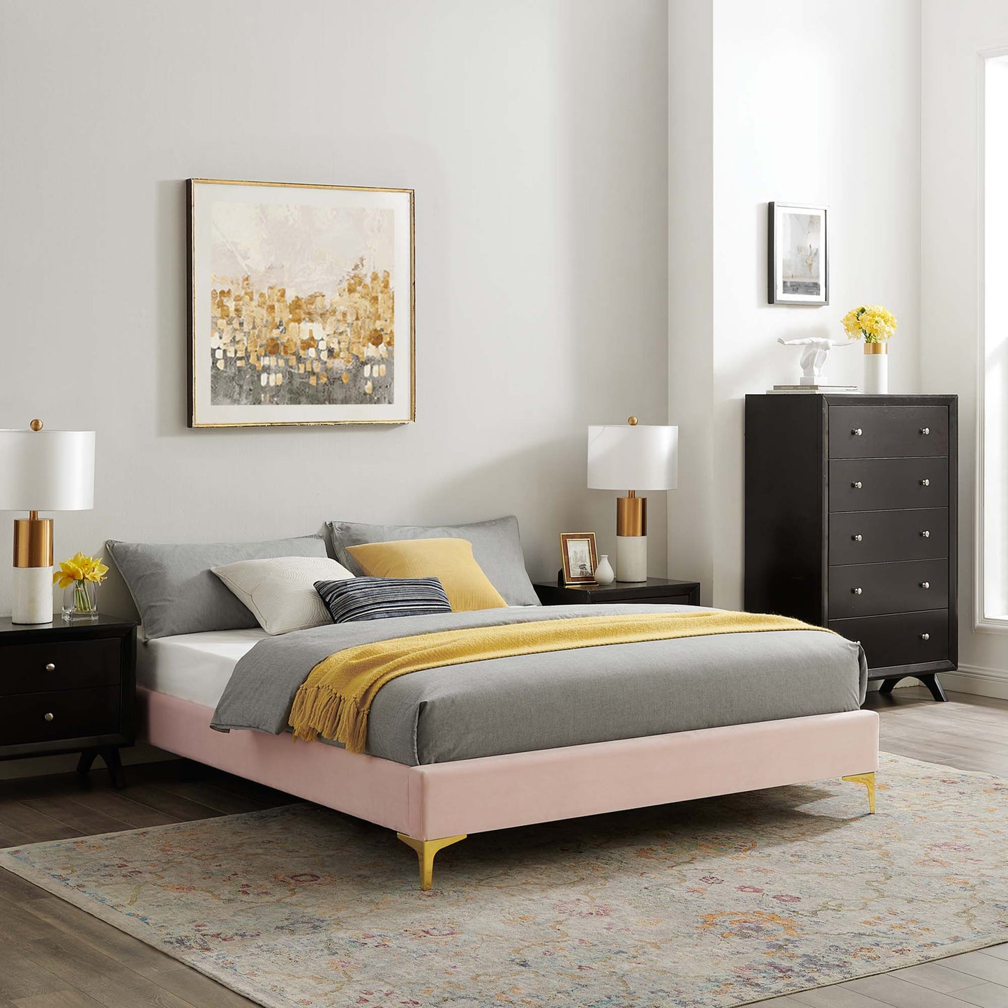 Sutton Performance Velvet Full Bed Frame by Modway MOD-6306-PNK