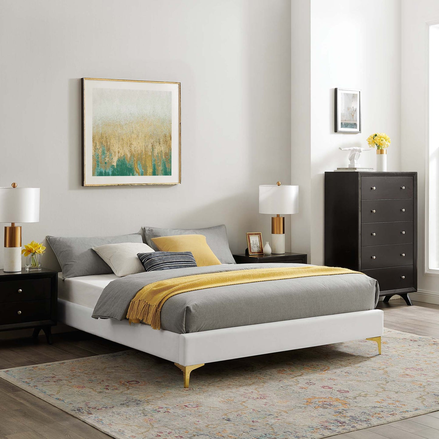 Sutton Performance Velvet King Bed Frame by Modway MOD-6307-WHI