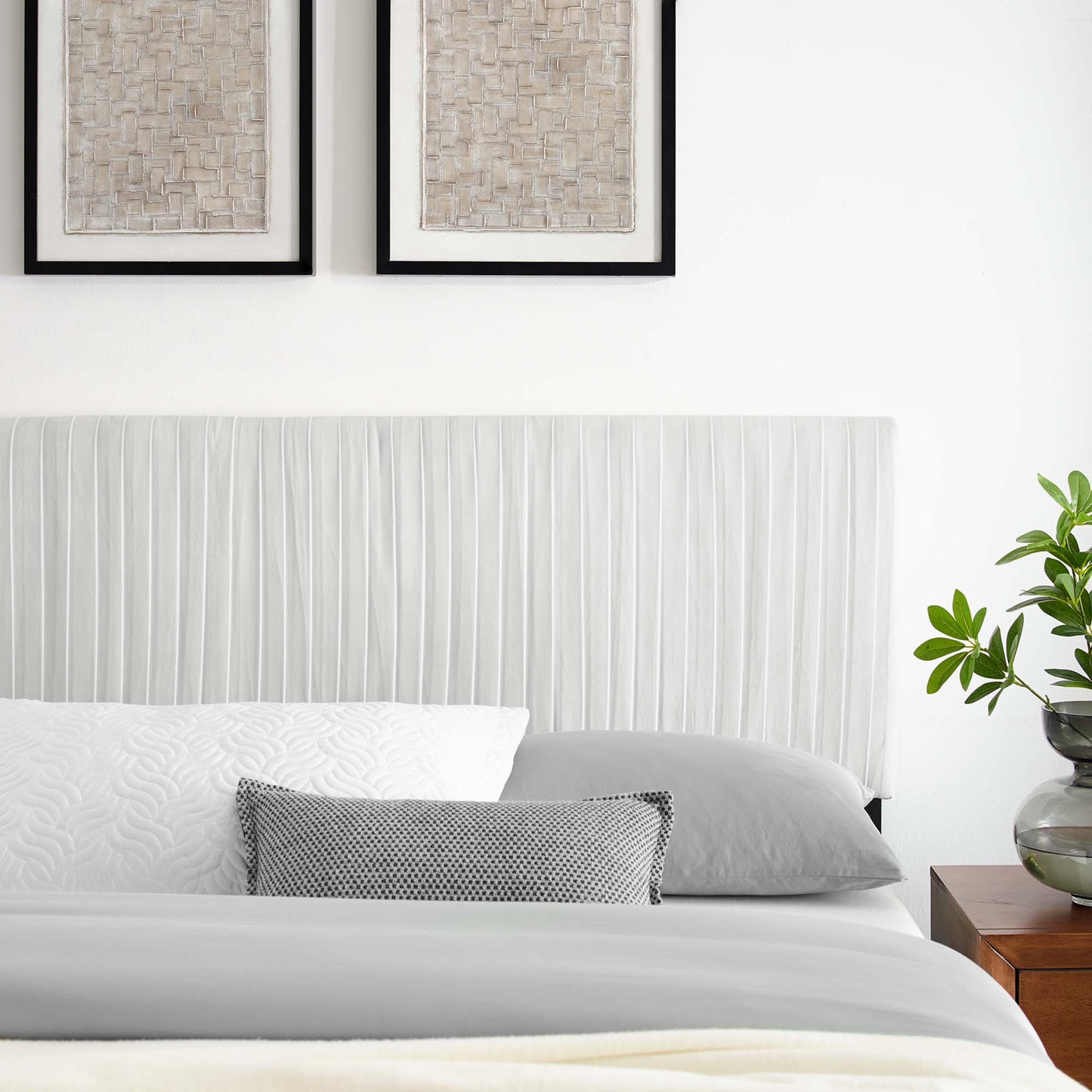 Eloise Channel Tufted Performance Velvet Full/Queen Headboard by Modway MOD-6327-WHI