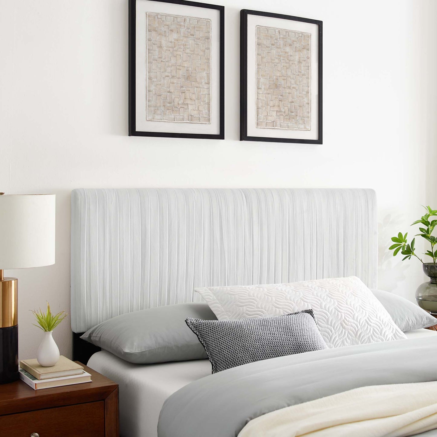 Eloise Channel Tufted Performance Velvet Full/Queen Headboard by Modway MOD-6327-WHI