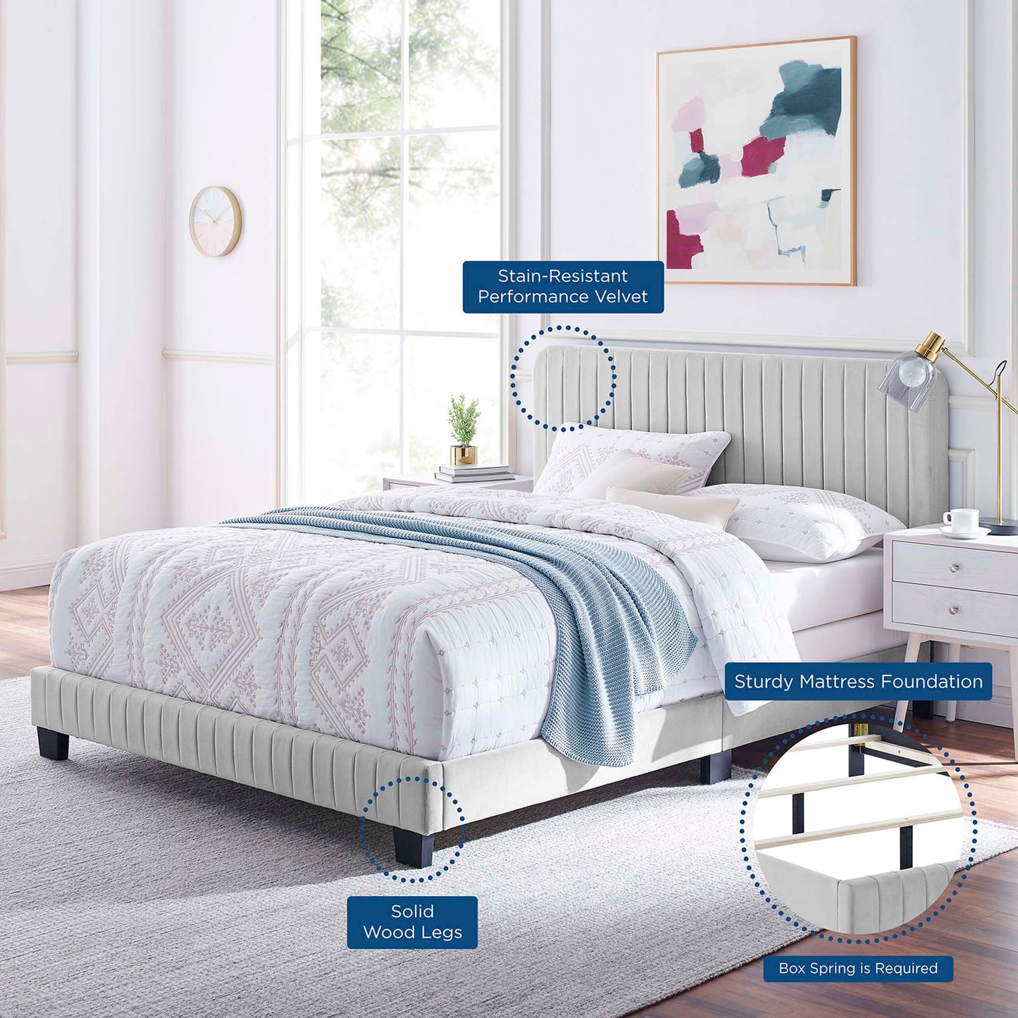 Celine Channel Tufted Performance Velvet Full Bed by Modway
