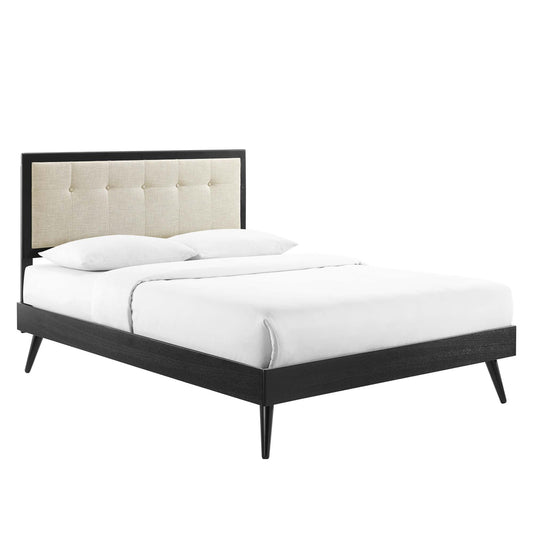 Willow Wood Queen Platform Bed With Splayed Legs by Modway MOD-6385-BLK-BEI