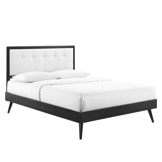 Willow Wood Queen Platform Bed With Splayed Legs by Modway MOD-6385-BLK-WHI