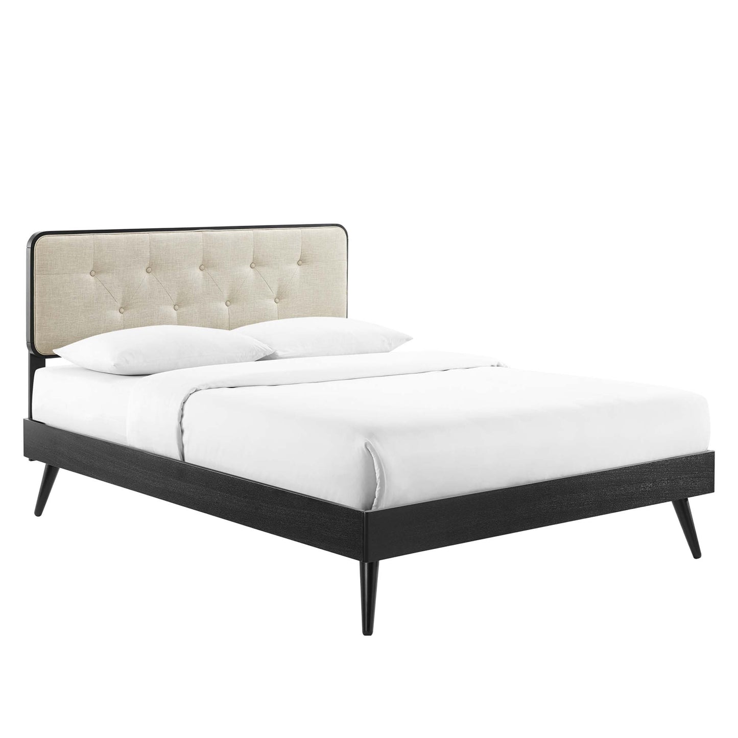 Bridgette Wood Queen Platform Bed With Splayed Legs by Modway MOD-6388-BLK-BEI