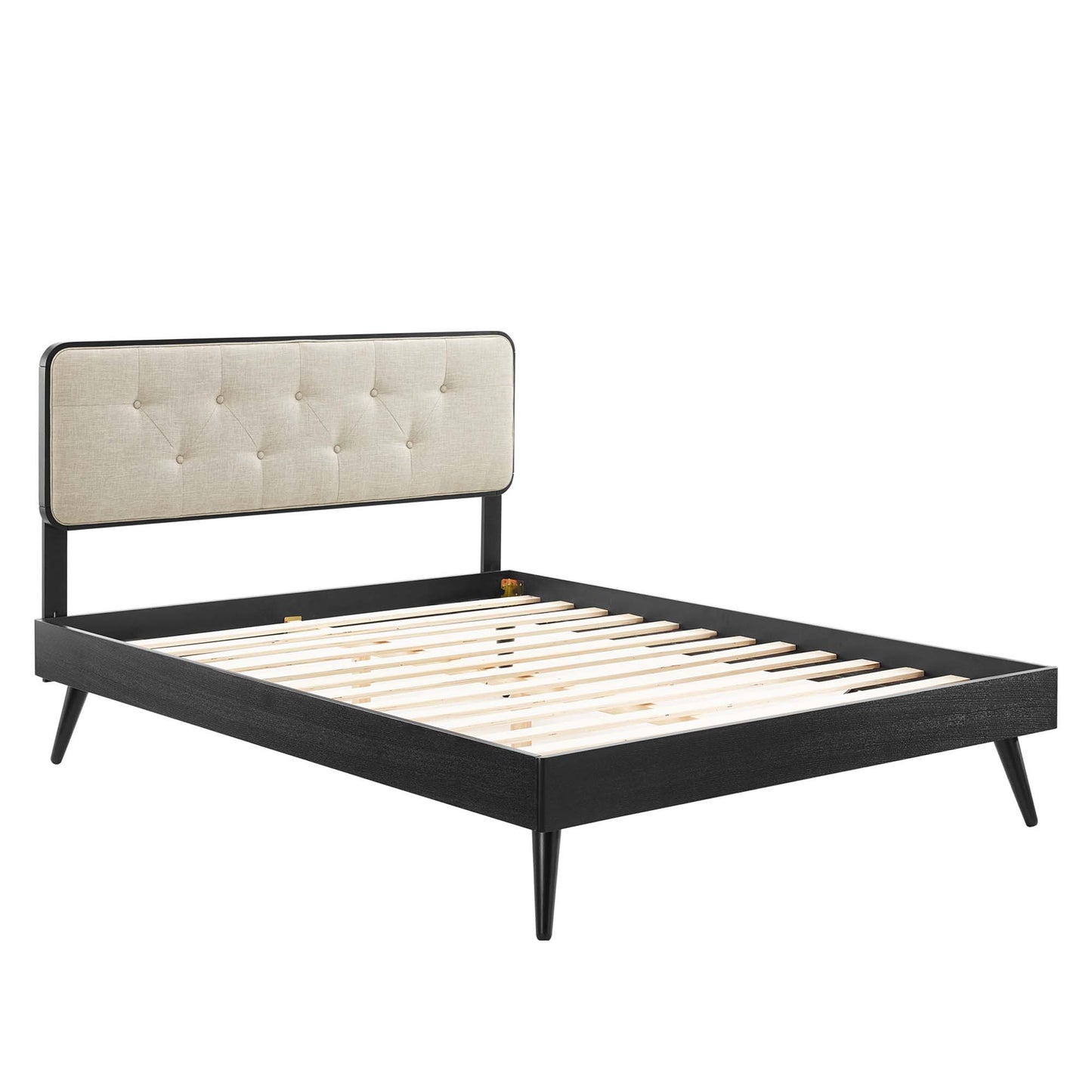 Bridgette Wood Queen Platform Bed With Splayed Legs by Modway MOD-6388-BLK-BEI