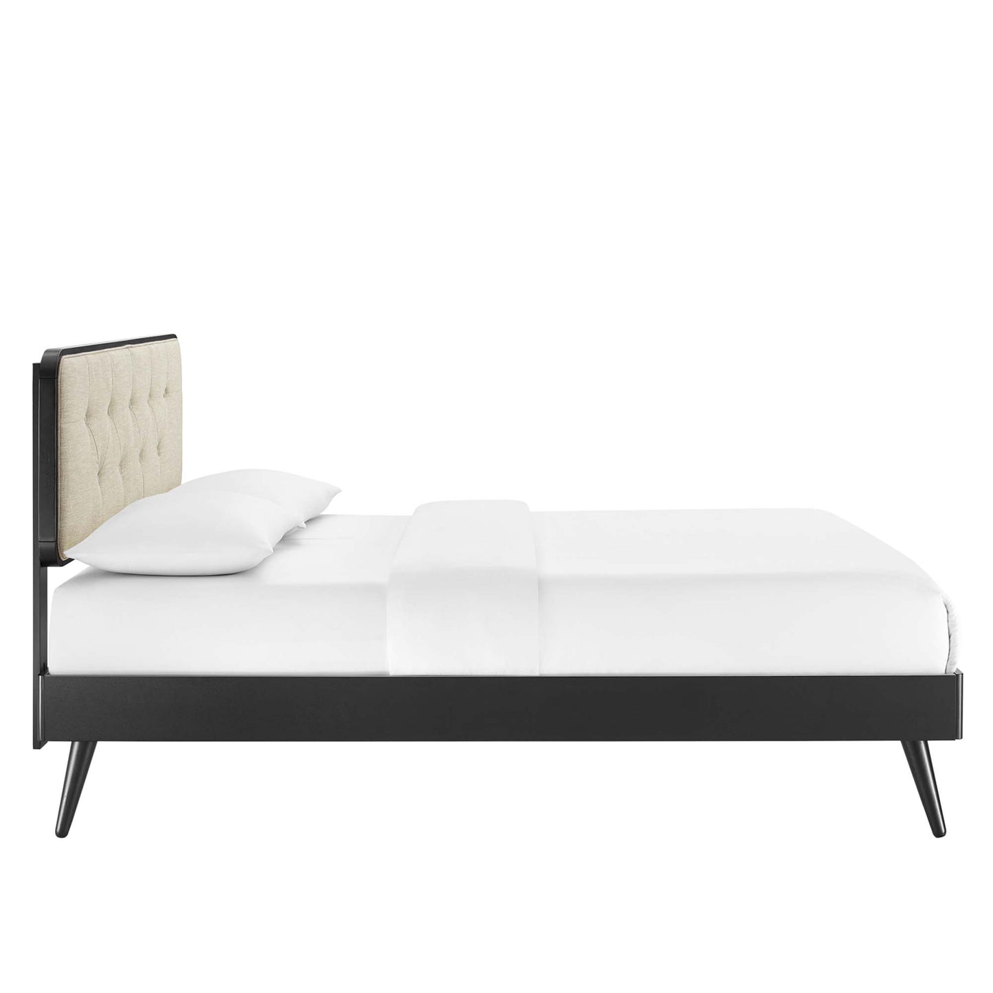 Bridgette Wood Queen Platform Bed With Splayed Legs by Modway MOD-6388-BLK-BEI