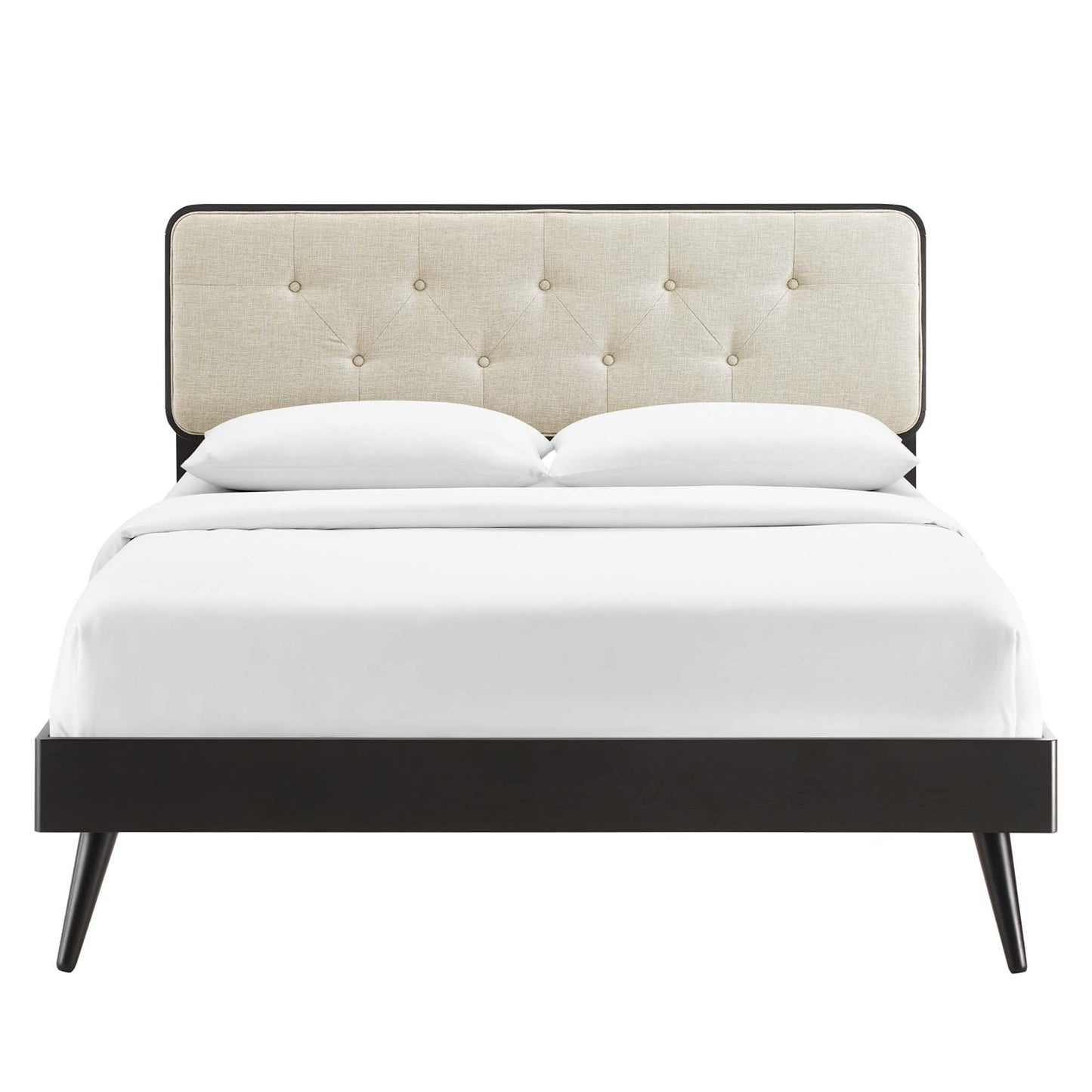 Bridgette Wood Queen Platform Bed With Splayed Legs by Modway MOD-6388-BLK-BEI