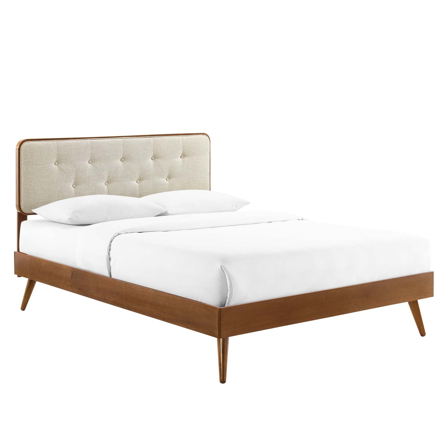 Bridgette Wood Queen Platform Bed With Splayed Legs by Modway MOD-6388-WAL-BEI