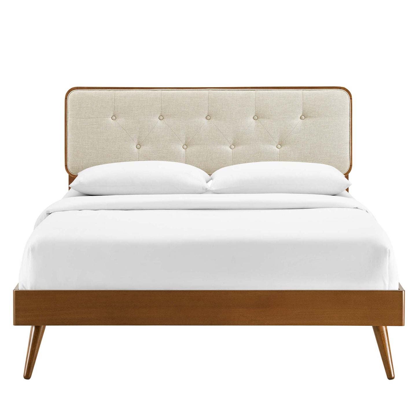 Bridgette Wood Queen Platform Bed With Splayed Legs by Modway MOD-6388-WAL-BEI